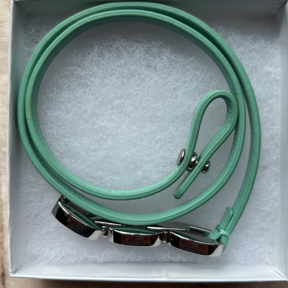 Tory Burch Turquoise leather Silver chain wrap bracelet - Picture 5 of 10